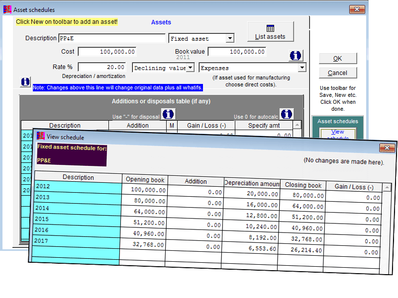 Fixed asset schedule in Startegic Focus